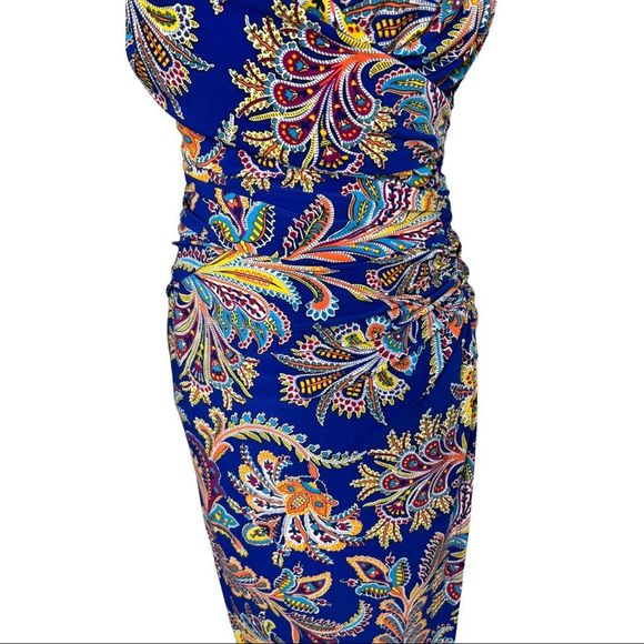 LAUREN RALPH LAUREN Colorful Paisley Print Sleeveless dress. Faux wrap. Size 4 - Picture 3 of 7